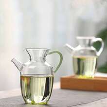 300毫升高硼硅玻璃茶壶套装，耐热家用茶具，微波炉适用茶壶，带滤网和茶盘 - 彩色 - 查看 8