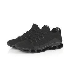 Big Size Mens Sneakers Shock Absorbing Walking Shoes Breathable Comfortable Running Shoes For Men Lightweight Athletic Casual Shoes - 黑色 - 查看 4