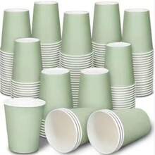 100/50/40/30/20/10个装鼠尾草绿纸杯，冷饮杯和咖啡杯，派对用品，适用于生日派对、婚礼、母亲节和其他活动 - 薄荷綠 - 查看 9