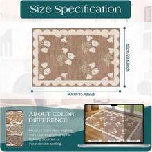 3x5 Floral Entrance Mat - Small Washable Indoor Outdoor Rug, Non-Slip Doormat For Front Door Porch, Boho Farmhouse Neutral Brown Carpet For Living Room Bedroom Entryway Kitchen Laundry Office Foyer Decor - Brown - View 2