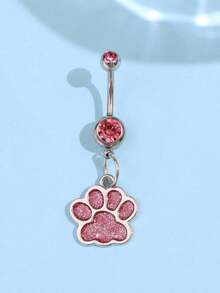 2件套时尚精致可爱独特爪印吊坠肚脐环饰品，粉色和蓝色，日常及节日派对礼物，女士适用 - 彩色 - 查看 5
