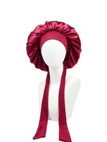 Mũ trùm đầu bằng vải satin co giãn nhiều màu sắc dành cho nữ có tóc dài, thích hợp để ngủ, trang điểm, làm đẹp và tạo kiểu tóc bằng nhiệt. - Hồng - Xem 10