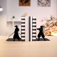 一对/两个装 重型武士书挡 - 日式武术姿势装饰，粉末涂层 - 适用于家庭、办公室、图书馆 - 武术主题书架收纳 - 武士和武术爱好者的理想礼物 - A - 查看 1