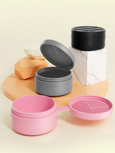 1/3 Miếng mút vệ sinh cọ trang điểm bằng gel silica, có giác hút, dụng cụ vệ sinh cọ trang điểm cầm tay, hình quả táo, thích hợp cho cọ trang điểm, bông trang điểm, phấn phủ, rất tiện dụng khi đi du lịch, gia đình, trường học, ký túc xá, kỳ nghỉ, tiệc tùng, v.v.