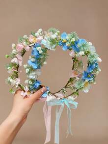 Băng đô hoa màu hồng nhạt kiểu cổ tích (1/2/3 chiếc), băng đô cài tóc kiểu rừng, phụ kiện hoa giả cho bé gái và phụ nữ, phụ kiện chụp ảnh. - Nhiều màu - Xem 28