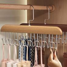 Multi-Functional Clothes Hanger, Solid Wood Clothes Rack, Wooden Underwear Hanger, Elastic Belt, Bag, Household Bedroom Wardrobe - Multicolor - View 2