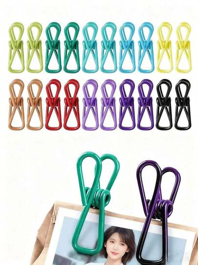 10pcs Chip Clips - Utility PVC-Coated Steel Clips For Sealing Food Packages, Chips Bags, Clothes & Paper - Pack Of 10 (Random Color) Dress Pants Shoes Jeans Boots Skirt,Beachwear,Spring,Minimalist,Summer Tops