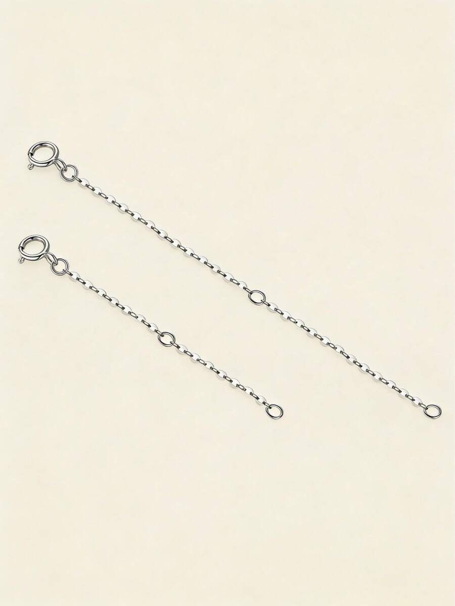 2条S925纯银延长链，适用于项链、手链、脚链、珠宝制作 - 銀色 - 查看 1