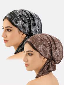 2pcs Women's Cashew Flower Scarf Headband, Hair Loss Protection Headwrap, Suitable For Daily Use,Summer,Beach,Hat - Multicolor - View 5