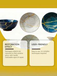 Ceramic Repair Kit, Gold Adhesive Deeply Bonds Broken Ceramics, Glass Cracks, Artistic Texture - A - View 9
