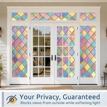 1pc Colorful Geometric Pattern Static Cling Window Film, Removable Window Sticker, Privacy Protection, Suitable For Bedroom, Living Room And Office Decor - Multicolor - View 8