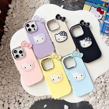 SANRIO Cat 1pc Pastel Blue By Creative Fashion Smartphone Case, Waterproof Shockproof Material, Bow Decor, Blushing KT Cat, "So Cool", Anime, Bling Bling, Cute & Fashionable, Suitable Compatible With Apple 17 Series, 11/12/12 Pro, 13/14/15, 13 Pro/14 Pro/15 Pro, 12 Pro Max/13 Pro Max/14 Pro Max/15 Pro Max, 16, 16 Pro, 16 Pro Max, 17, 17 Pro, 17 Pro Max - Baby Blue - View 3