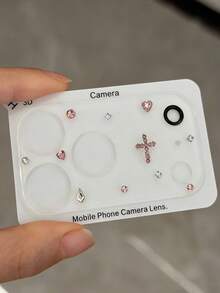 Miếng dán bảo vệ màn hình điện thoại kiểu dáng INS thời trang, đính đá lấp lánh. - Hồng - Xem 2