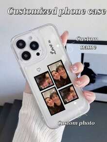 1pc Transparent Shockproof Customizable Puzzle Photo Phone Case, Personalized Name Phone Case, Eternal And Fashionable. An Eternal Customized Phone Case. DIY Customized Phone Case Suitable For S25 Ultra/S25 Plus/S25/S24 Ultra, 11/11 Pro/11 Pro Max/12/12 Pro/12 Mini/12 Pro Max/13/13 Pro/1 Pro Max/13 Mini/14/14 Plus/14 Pro/14 Pro Max/15/15 Plus/15 Pro/15 Max/16/16 Plus/16 Pro/16 Pro Max 16E, Android Phones - Clear - View 5