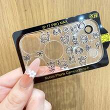 Smiling Samye Line Puppy Stickers+Transparent Lens Film, Advanced Relief 3D Stickers, Compatible With Apple 17 Promax, 17 Pro,18Pro,18Promax Cute Transparent, Star Cherry, Stickers - Love Puppy - View 8