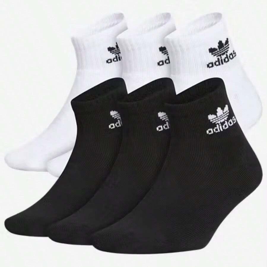 Adidas Originals Quarter Sock 6-Pack Boys' Grade School White/Black EV6421 - 黑色 - 查看 1