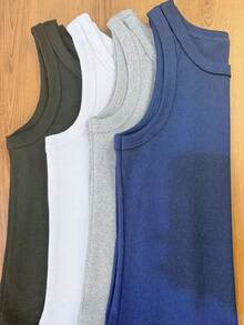 Kit Of 4 Women's Tank Tops, Premium Stylish Blogger-Style Blouse,  Winter Style, Perfect For Brazil Cup And Mother's Day. - Xanh hải quân, đen, xám và trắng - Xem 2