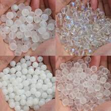 100pcs Round Frosted AB Glass Beads With Holes - Available In 8mm Size, Sparkling White Glass Beads With AB Plated Beads, Suitable For Loose Bead Design, Perfect For Jewelry Making, Including Beads For Bracelets And Necklaces ﻿ - Multicolor - View 1