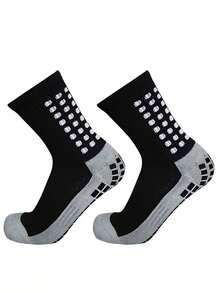 Sports Outdoor 1 Pair Of  Men's Mid Crew Sport Socks,1 Pair Of Mid Length Sports Socks In Specified Color, Non Slip Shock Absorption Comfy Breathable Athletic Socks For Men's Outdoor Basketball Training, Running Outdoor Activities - 彩色 - 查看 6