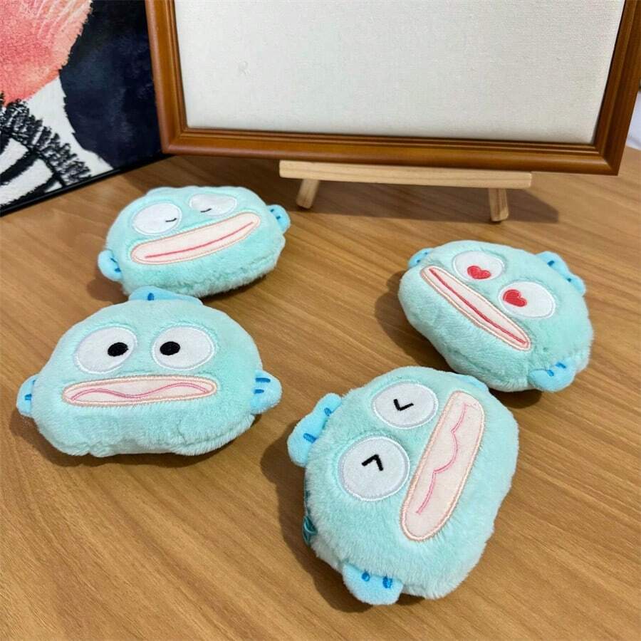 SANRIO 三丽鸥丑鱼毛绒钱包(单件装) - 双钥匙扣钱包,柔和蓝色,可爱鳐鱼造型设计,三丽鸥粉丝生日礼物之选,可爱钱包,钥匙扣配件,做工精致,情人节、婚礼、旅行配件、母亲节,四季皆宜的完美之选 - 彩色 - 查看 1