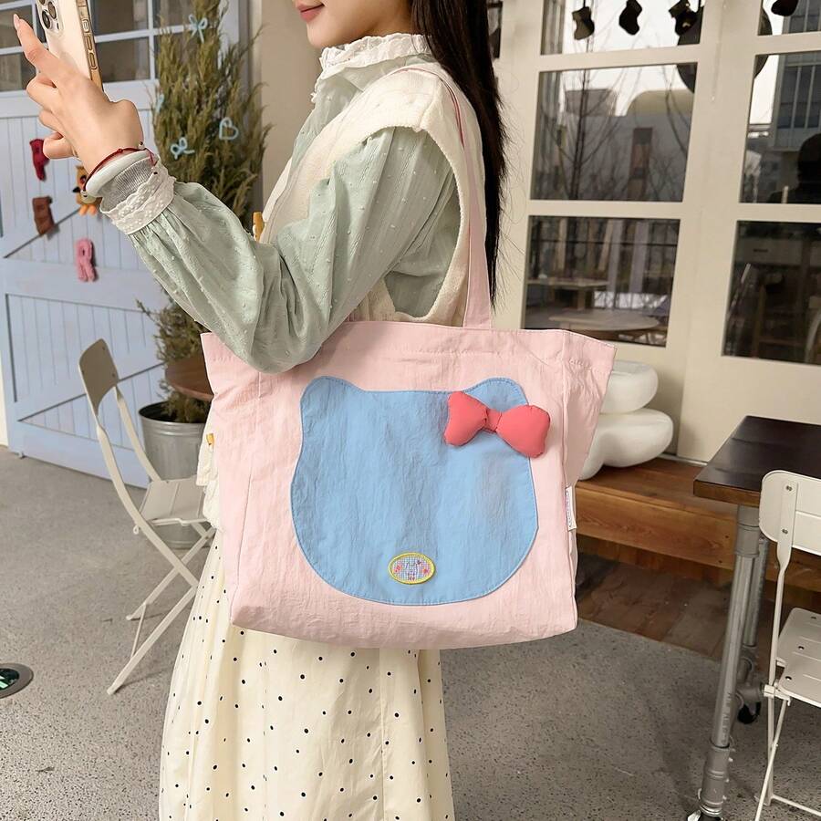 Women's Solid Color Large-Capacity Lightweight Nylon Minimalist Korean ...