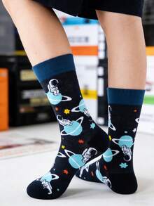 1 đôi tất dài đến bắp chân, kiểu dáng unisex, chủ đề phi hành gia, thoải mái, thường ngày. - Nhiều màu - Xem 5