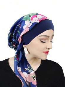 Mũ trùm đầu giả lụa rộng vành co giãn dành cho nữ, mũ ngủ, mũ cướp biển, mũ chăm sóc tóc, họa tiết hoa ngẫu nhiên, thích hợp sử dụng hàng ngày, mùa hè, đi biển, làm mũ, đi nghỉ mát, du lịch. - mũ khăn xếp - Xem 12