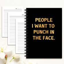 1pc A5 Size Spiral Notebook, 50 Sheets (100 Pages), 8mm Ruled Lines, Dual Wire Binding, 180° Lay-Flat Design, Smooth Writing. Featuring Humorous Venting, Stress Relief, And Workplace Resonance, Suitable For Office, Campus, And Daily Use. A Perfect Gift For Family And Friends On Occasions Like Easter, Halloween, Mother's Day, Christmas, And More. - Black Notebook - View 4