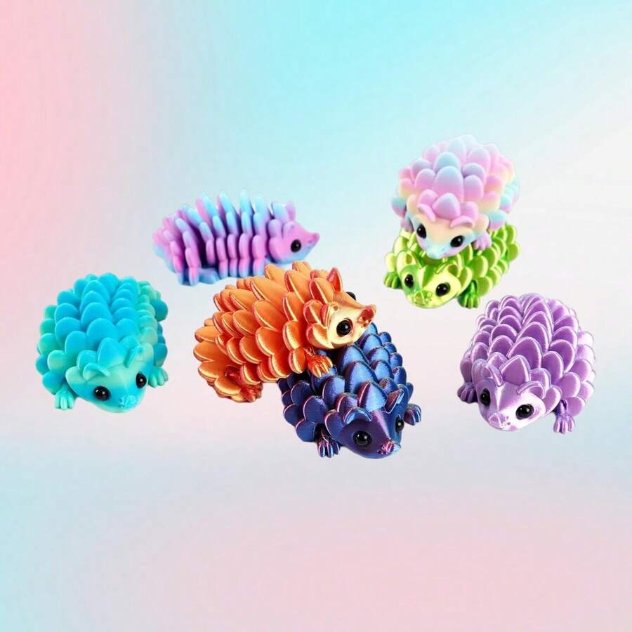 3D Movable Pine Cone Hedgehog Toy, 3+ Years Old, Cute Stress Relief Toy, Rainbow Gradient Desktop Decor, Suitable For Animal Lovers