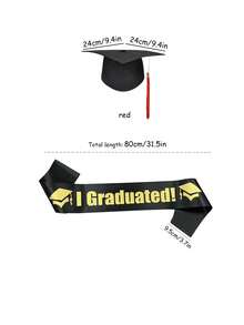 Graduation And Graduation Cap Set, Black Graduation With Gold Glitter Letter, Tassel Graduation Cap, Suitable For University And High School Graduation Ceremony And Party - Multicolor - View 10