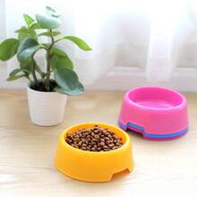 Wholesale Practical Plastic Pet Bowls, Candy Color Round Single Bowl, Cat & Dog Food Dishes, Pet Feeding Utensils - Random Color - View 2