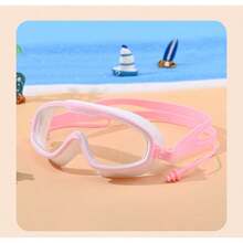 Children's Swimming Goggles, Waterproof, Anti-Fog, High-Definition, Large Frame, Integrated Earplugs, Boys' And Girls' Swimming Goggles, Professional Diving Set - Pinkish White - View 3