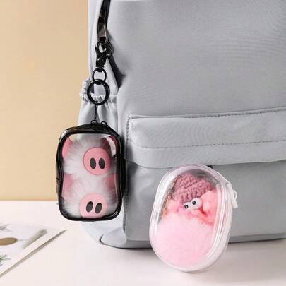 1 Pcs Data Cable Organizer Bag Portable PVC Transparent Mini Dual Zipper Design For Chargers Earphones Jewelry Small Accessories Travel Pouch Lightweight Hand Washable Perfect Daily Carry
