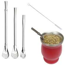 1 Piece Stainless Steel Yerba Mate Straw With Brush – Dual Function Stirrer & Filter, Dishwasher , Perfect For Cocktails, Camping & Gifts - Multicolor - View 2