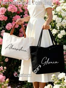 1 chiếc túi tote tùy chỉnh, túi xách nữ, túi đi biển, túi tote đi biển cho phù dâu, túi tote vải canvas tùy chỉnh, có thể in tên của bạn, dễ mang theo, dung tích lớn, có thể tái sử dụng. Đây là món quà lý tưởng dành cho phụ nữ, chất lượng cao và có thể tùy chỉnh, hoàn hảo cho đám cưới, tiệc cưới và du lịch. Chúng cũng là món quà ngày lễ cá nhân hóa hoàn hảo cho Giáng sinh, Lễ Tạ ơn, Năm mới và Ngày Valentine. - Nhiều màu - Xem 7
