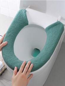 1pc Thickened Plush Toilet Seat Cover, Soft & Comfortable, Washable, Universal Toilet Seat, Button-Style Toilet Seat, Easy Installation, Reusable Toilet Seat - Multicolor - View 9