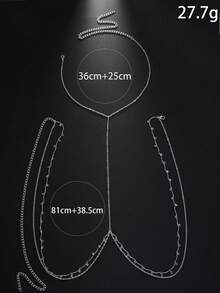 1 chiếc dây đeo eo kiểu yếm đính pha lê gợi cảm, trang sức cơ thể phù hợp cho tiệc bãi biển, quà tặng ngày lễ. - Bạc - Xem 5