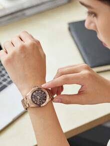 Guess BFF Multifunctional Brown Dial Rose Gold Steel Strap Ladies Watch - W0231L8 - Coffee Brown - View 3