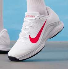 Nike ZOOM VAPOR 12 HC 黑白经典款男士硬地网球鞋 - 白色/紅色 - 查看 3