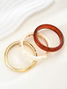 3pcs Retro Elegant Minimalist Acrylic Bangle Bracelets, Suitable For Women's Daily, Vacation And Party Wear, Gift - Multicolor - View 7