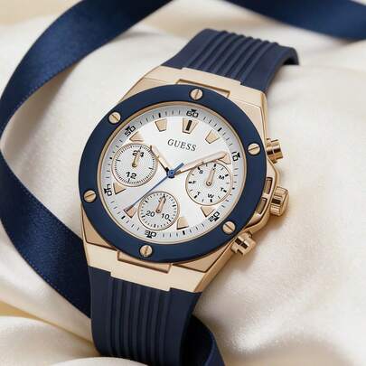 Guess Unisex Quartz Watch, Stainless Steel Case With Rubber Strap, Fashionable Minimalist Design, Suitable For Daily Wear - The Perfect Gift For Both Men And Women, Also Suitable For Special Occasions, GW0030L5