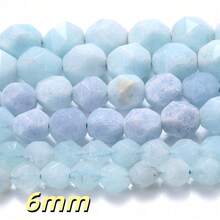 1 Chuỗi hạt đá tự nhiên cắt kim cương 6/8/10mm - Thạch anh tím, Aquamarine, Tourmaline, Agate để tự làm trang sức, vòng tay, dây chuyền, bông tai, đồ thủ công đính hạt. - Cục đá - Xem 8