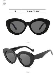 1 chiếc kính thời trang gọng lớn kiểu mắt mèo dành cho nữ - màu đen - Xem 4