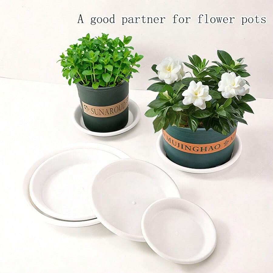 5pcs Round Plastic Planter Saucer Set, Durable Plant Trays For Indoor And Outdoor Pots, Easy To Clean, Waterproof, - Suitable For Most Plant Containers - A - View 1