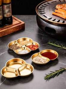 1 chiếc đĩa đựng nước chấm bằng thép không gỉ 2/3/4 ngăn, đĩa chấm thịt nướng kiểu Hàn Quốc, quà Giáng sinh, đồ dùng học tập - Nhiều màu - Xem 7