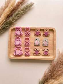 Bộ dụng cụ cắt đất sét hình trái tim động vật ngày Valentine, dụng cụ cắt đất sét polymer, dụng cụ thủ công tự làm cho người yêu thú cưng và làm trang sức. - Hồng - Xem 7