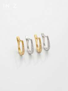 1pc Pure Silver Horseshoe Shaped Earring With Zirconia Stone, Comfortable Wear, Low Allergy, Suitable For Men And Women, 0.77cm Inner Diameter, Exquisite Jewelry Gift For Party And Birthday, Sold Individually (Not A Pair) - Multicolor - View 5