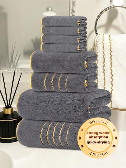 Juego de 4 toallas de lujo, hechas de material de felpa de coral, absorbente y de secado rápido, suave y amigable con la piel, con ganchos para colgar, adecuado para uso diario, todas las estaciones, baño/lavado de cara/secado de manos/baño/decoración del hogar/piscina/playa/spa/hotel/viaje/gimnasio, incluye 2 toallas de cara + 2 toallas de baño, disponible en 11.81x11.81 pulgadas/30x30 cm, 13.39x29.53 pulgadas/35x75 cm, 27.56x55.12 pulgadas/70x140 cm