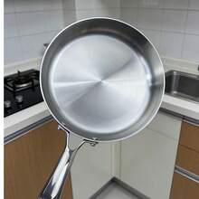 304不锈钢平底煎锅，小号煎锅，适用于煎蛋、牛排、烹饪酱汁、加热油，兼容电磁炉和燃气灶，尺寸14厘米-18厘米 - 查看 5