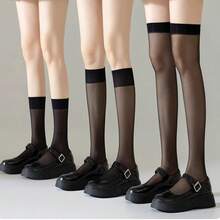 1/3 Pairs Women's Ultra-Thin Sheer Shaping Mid-Calf Socks, Calf Socks And Over-The-Knee Socks, Spring/Summer Style, 3 Lengths Available - Multicolor - View 3
